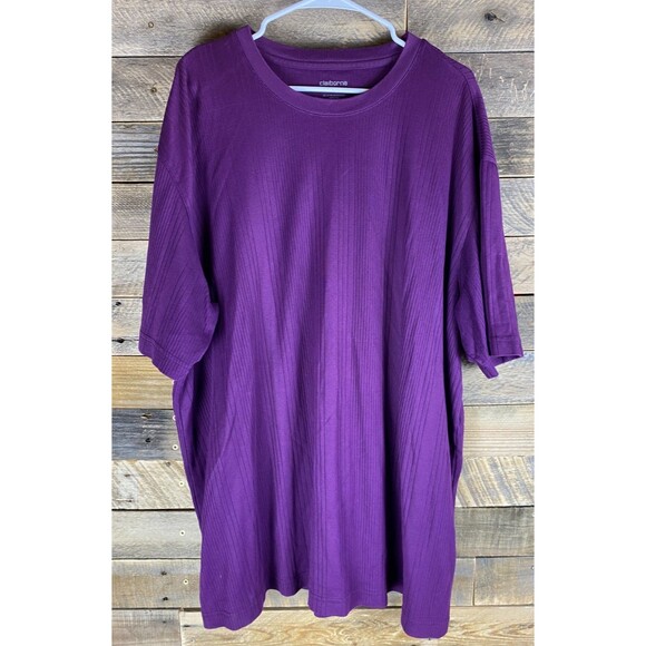 Claiborne Women's Plus Sz 3XLT Purple Ribbed Short Sleeve Stretchy Top - Picture 1 of 11
